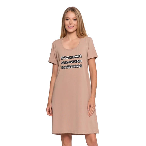 MORAJ / KOSZULA NOCNA DAMSKA Z KRÓTKIM RĘKAWEM Z NADRUKIEM PDK3100-021  AW25/26 - www.anstel.pl