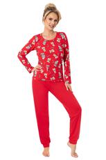 DONNA / PIŻAMA DAMSKA ŚWIĄTECZNA DŁUGIE SPODNIE CZERWONE BEAR LONG RED - www.anstel.pl