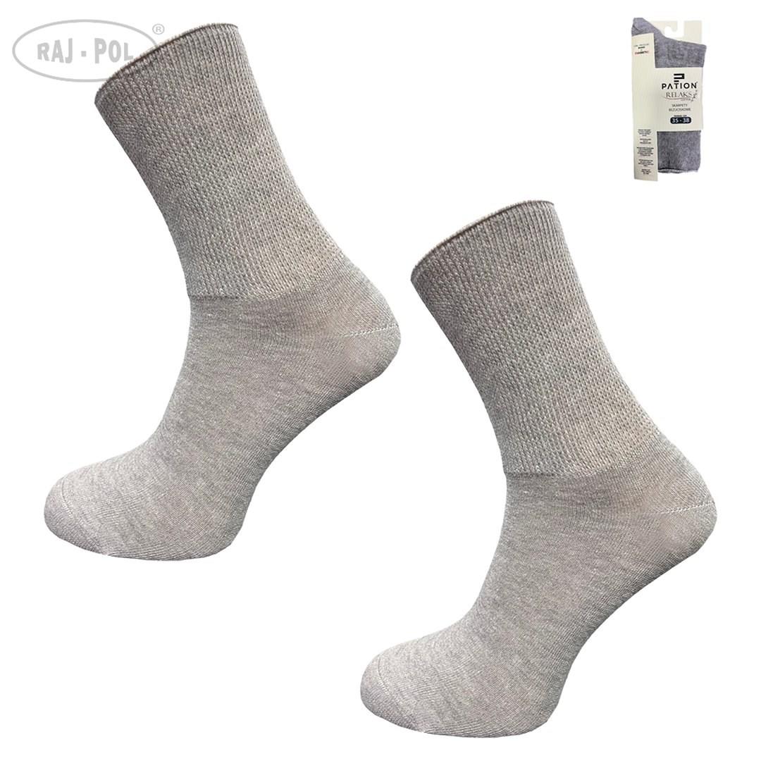 RAJ-POL / SKARPETY BEZUCISKOWE BAWEŁNIANE RELAX SZARE 799183 - www.anstel.pl