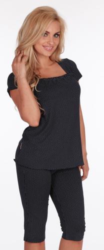 Piżama kropki krótki rękaw, 3/4 spodnie