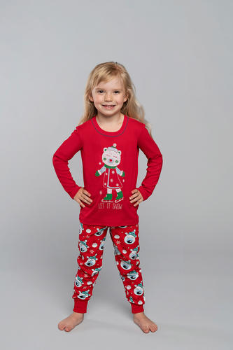Piżama dziewczęca czoka długi rękaw długie spodnie