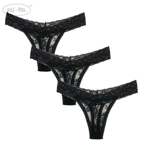 Stringi koronkowe czarne 8905