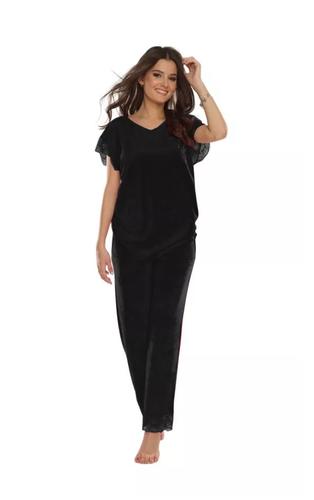 Piżama milagros 631 welur krótki rękaw długie spodnie