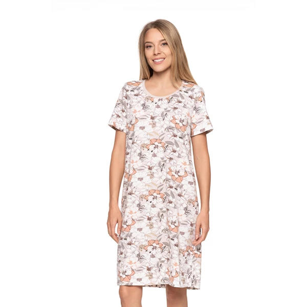 Koszula nocna damska z krótki rękaw w kwiaty aw25/26 pdk3100-020 aw25/26