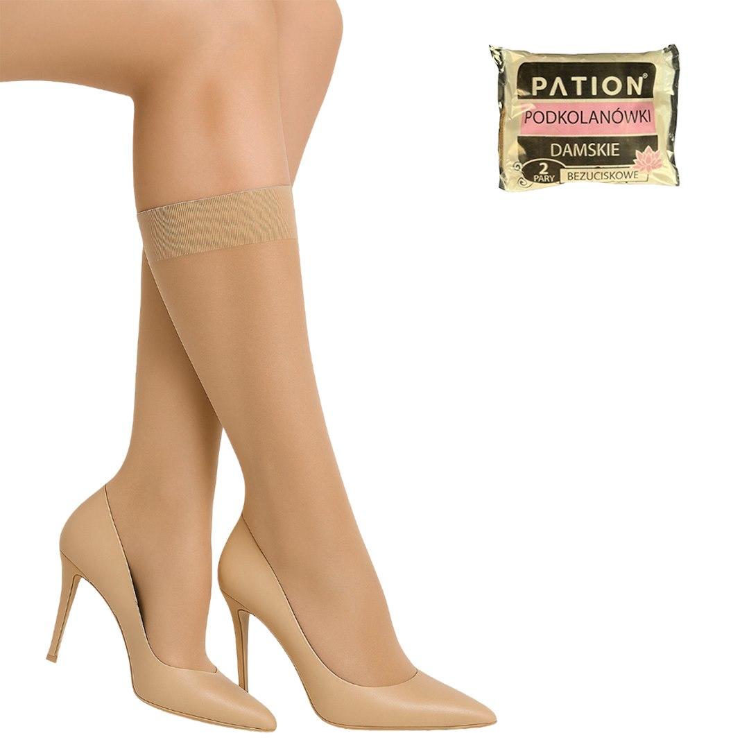 Podkolanówki damskie bezuciskowe beżowe pation 737130