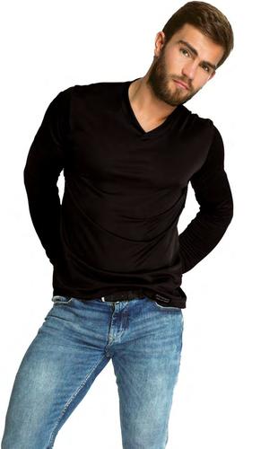 Bluzka męska karo z długim rękawem dekolt-v 86128, james bradley