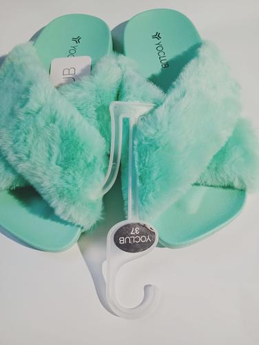 Klapki damskie z futrem okl-0070k - wl 2022