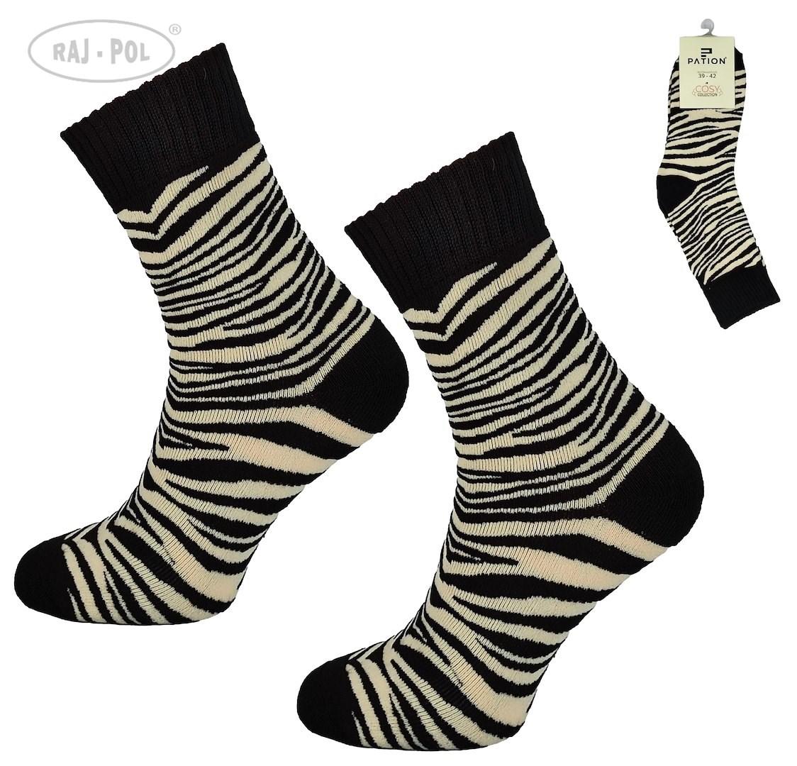 Skarpeta cosy czarna wzorowana zeberka 736034