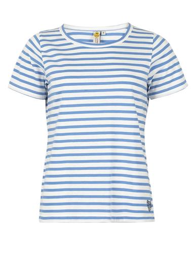 Roadsign theme 1 damski t-shirt w paski, lazurowo-biały 18-005714