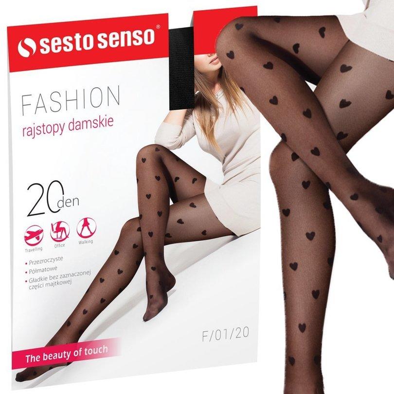 SESTO-SENSO / RAJSTOPY W SERDUSZKA FASHION F01 20 DEN - www.anstel.pl