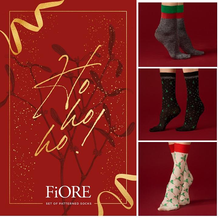 FIORE / G1103 - HO HO HO - SKARPETKI 40 DEN - ŚWIĄTECZNY ZESTAW - www.anstel.pl