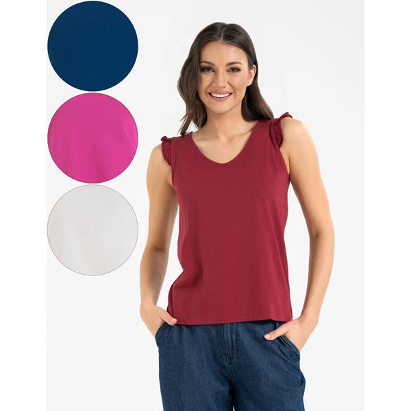 MORAJ / KOSZULKA DAMSKA BAWEŁNIANA Z FALBANKĄ BD1300-026 - www.anstel.pl