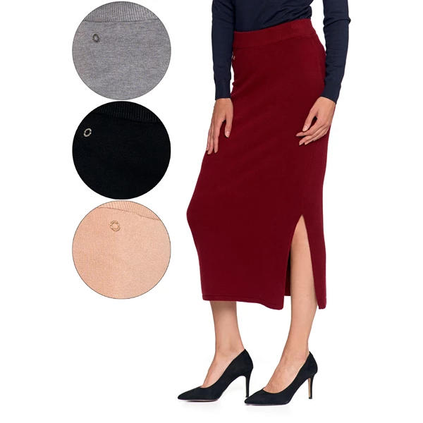 MORAJ / DAMSKA SPÓDNICA SWETERKOWA MIDI Z ROZCIĘCIEM SD3000-002 - www.anstel.pl