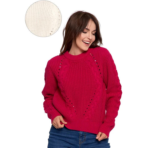 MORAJ / SWETER DAMSKI Z WARKOCZOWYM SPLOTEM BDS4800-001 - www.anstel.pl