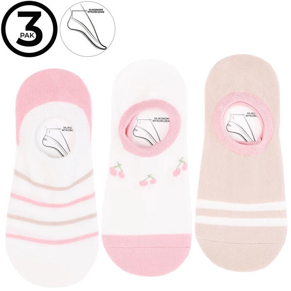 MORAJ / STOPKI DAMSKIE W PASTELOWE WZORY Z WIŚNIĄ CDB550-239/3 - www.anstel.pl