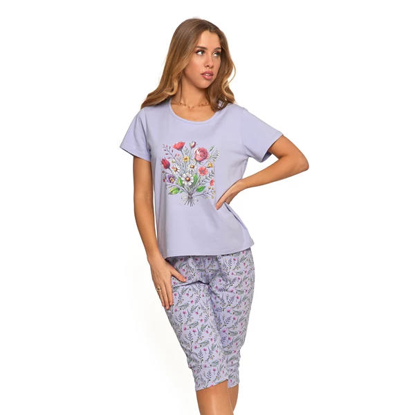 MORAJ / PIŻAMA DAMSKA Z KRÓTKIM RĘKAWEM W KWIATY PDD3500-011 S/S 2025 - www.anstel.pl