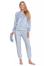 MORAJ / PIŻAMA DAMSKA WELUROWA Z DŁUGIM RĘKAWEM I OPASKĄ NA OCZY PDD4800-010 - www.anstel.pl