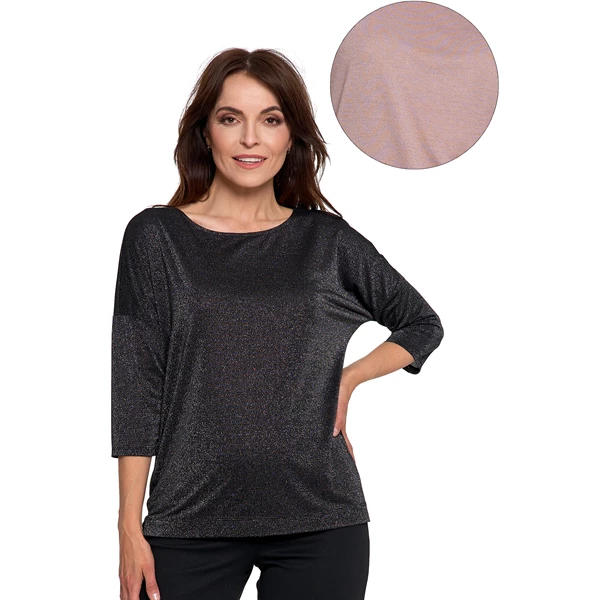 MORAJ / BLUZKA DAMSKA Z RĘKAWEM 3/4 BŁYSZCZĄCA BD2900-003 - www.anstel.pl