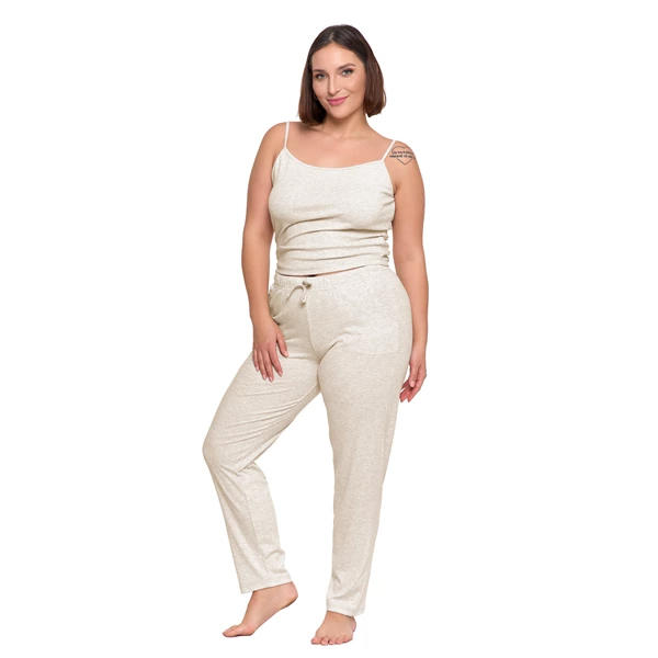 MORAJ / PIŻAMA DAMSKA NA RAMIĄCZKACH PRĄŻKOWANA DZIANINA PLUS SIZE PDD4400-011 S/S 2025 - www.anstel.pl