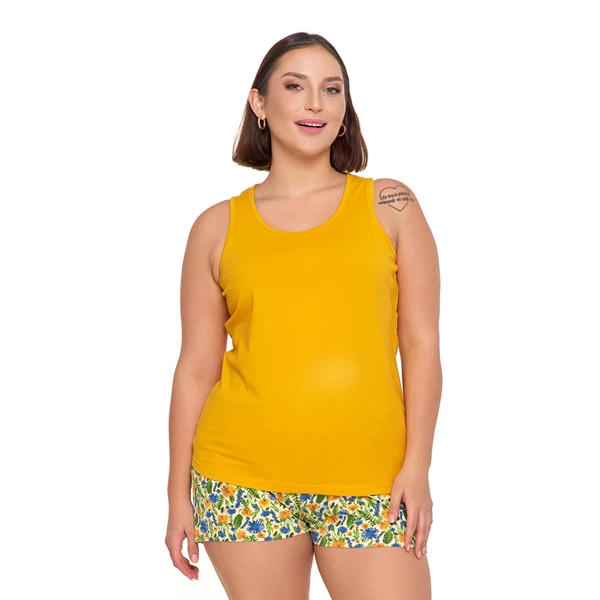 MORAJ / PIŻAMA DAMSKA DWUCZĘŚCIOWA NA RAMIĄCZKACH PLUS SIZE PDD3000-002 S/S2025 - www.anstel.pl