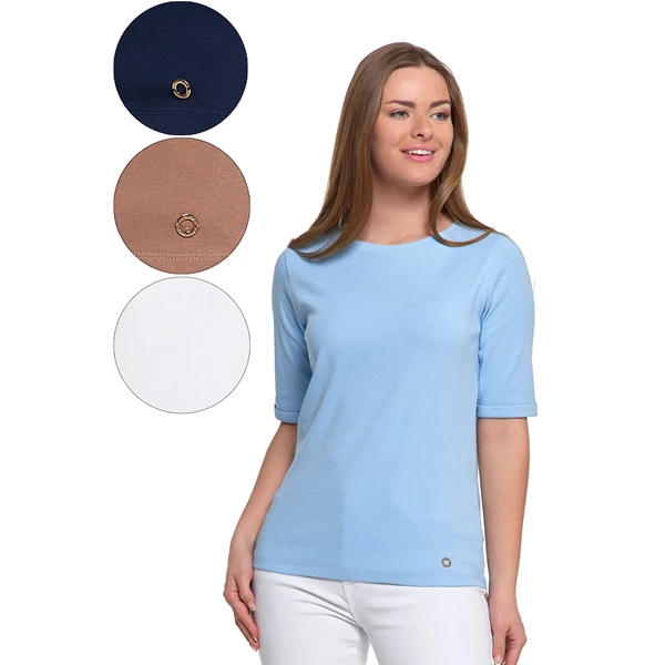 MORAJ / BLUZKA DAMSKA Z KRÓTKIM RĘKAWEM BEZ WZORU BD1900-036 - www.anstel.pl