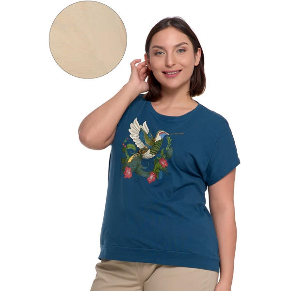 MORAJ / BLUZKA DAMSKA OVERSIZE Z ARTYSTYCZNYM NADRUKIEM BD1800-013 - www.anstel.pl