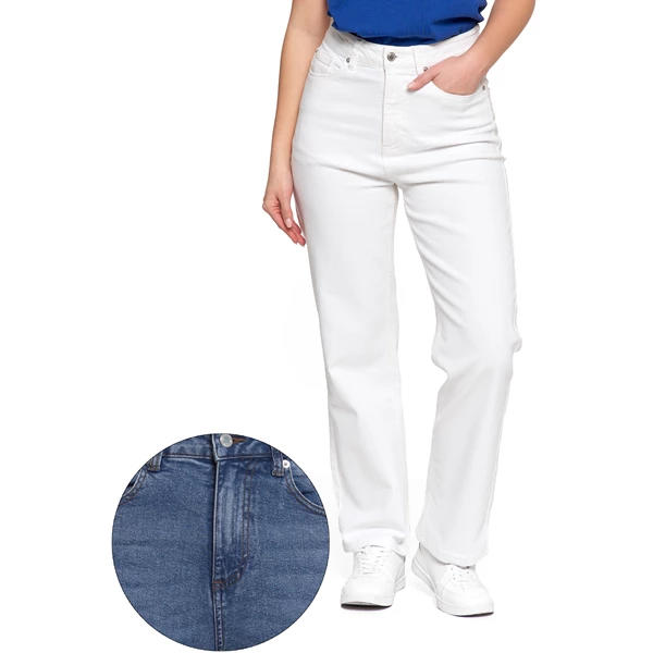 MORAJ / DAMSKIE JEANSY Z WYSOKIM STANEM I PROSTĄ NOGAWKĄ OSD5500-001 - www.anstel.pl