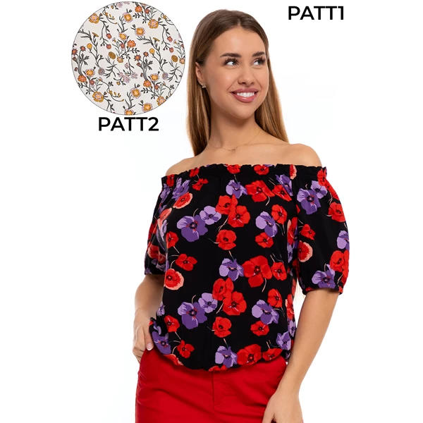 MORAJ / DAMSKA BLUZKA HISZPANKA W KWIATY BD2500-038 - www.anstel.pl