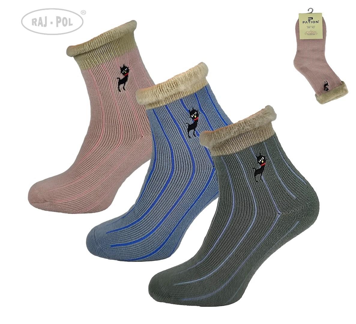 RAJ-POL / SKARPETA COSY PRĄŻKI FUTERKO HAFT MIX 35-38 39-42 - www.anstel.pl