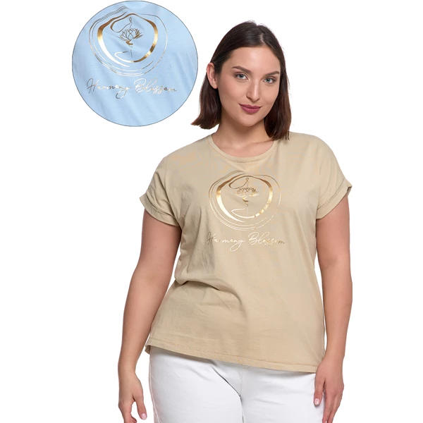 MORAJ / BLUZKA DAMSKA BAWEŁNIANA Z SUBTELNYM NADRUKIEM BD1500-022 - www.anstel.pl