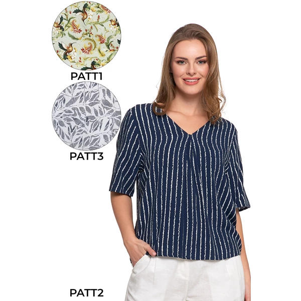 MORAJ / BLUZKA DAMSKA Z WISKOZY Z DEKOLTEM W SEREK BD3000-005 - www.anstel.pl