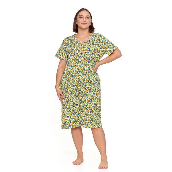 MORAJ / DAMSKA KOSZULA NOCNA ROZPINANA Z KRÓTKIM RĘKAWEM PLUS SIZE PDK3100-014 S/S 2025 - www.anstel.pl