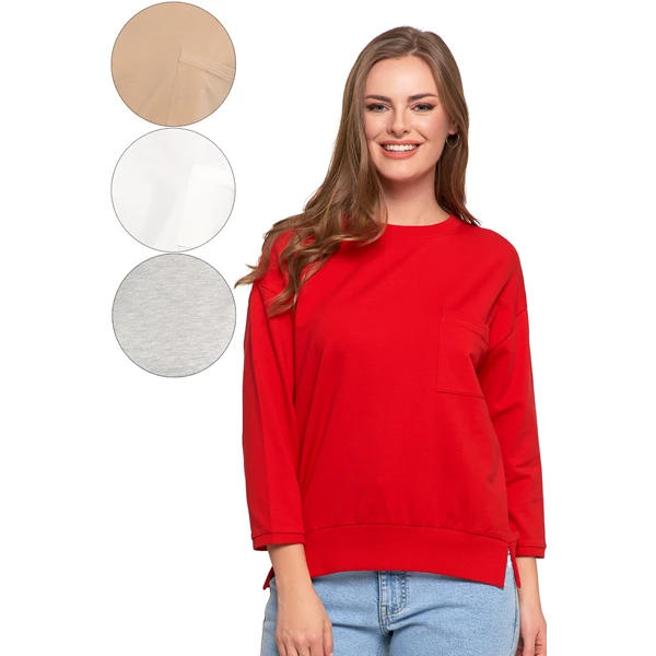 MORAJ / BLUZA DAMSKA Z KIESZONKĄ O LUŹNYM KROJU OBD2500-005 - www.anstel.pl