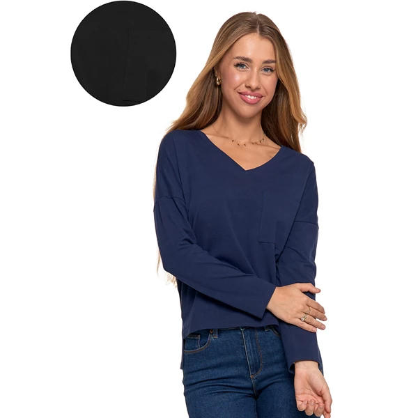 Klasyczna bluzka damska z długim rękawem bd1900-024-l