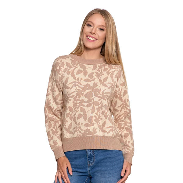 Sweter damski do bioder z delikatnym połyskiem bds4500-005
