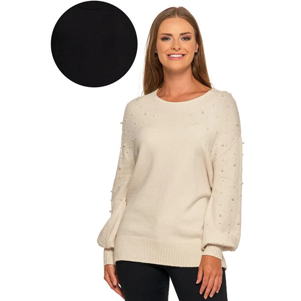 Sweter damskie z perełkami bds5000-004