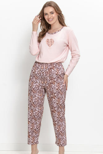 3622 piżama damska długa pinki m-xl