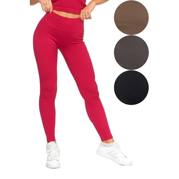 Legginsy damskie o wysokim stanie z prążkowaną strukturą rdl2000-103