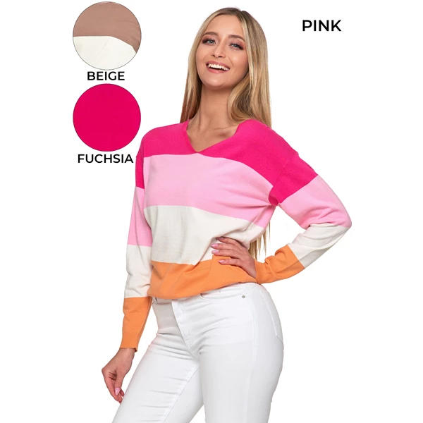Sweter damski wiskozowy w serek bds3000-004