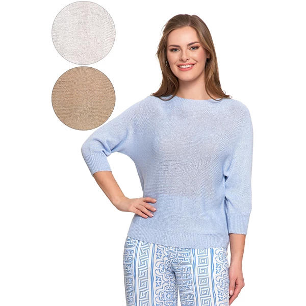 Sweter damski ażurowy z dekoltem łódkowym bds2500-004