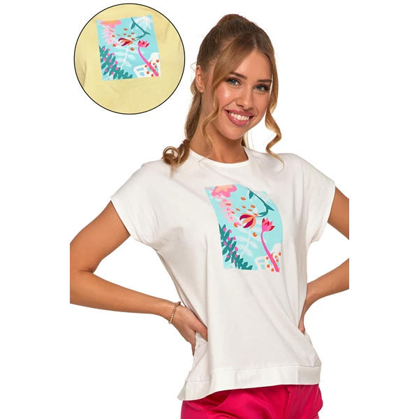 T-shirt damski z nadrukiem w kwiaty bd1200-517