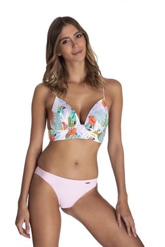 Dwuczęściowy kostium kąpielowy wzorzysty biustonosz z trójkątnymi misami wiązany z tyłu i majtki brazyliany 355