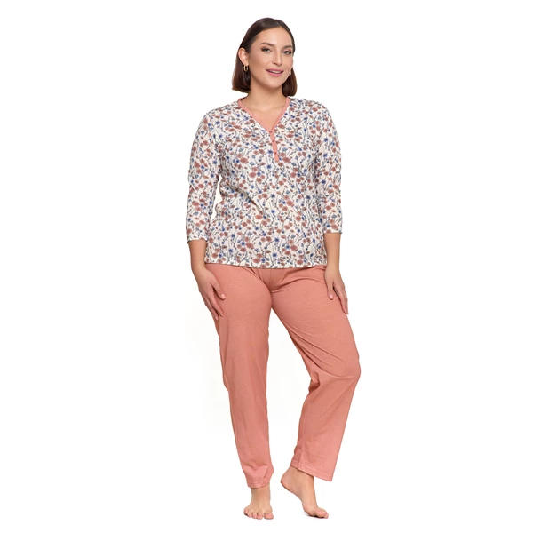 Piżama damska z 3/4 rękawem plus size pdd4900-024 s/s 2025