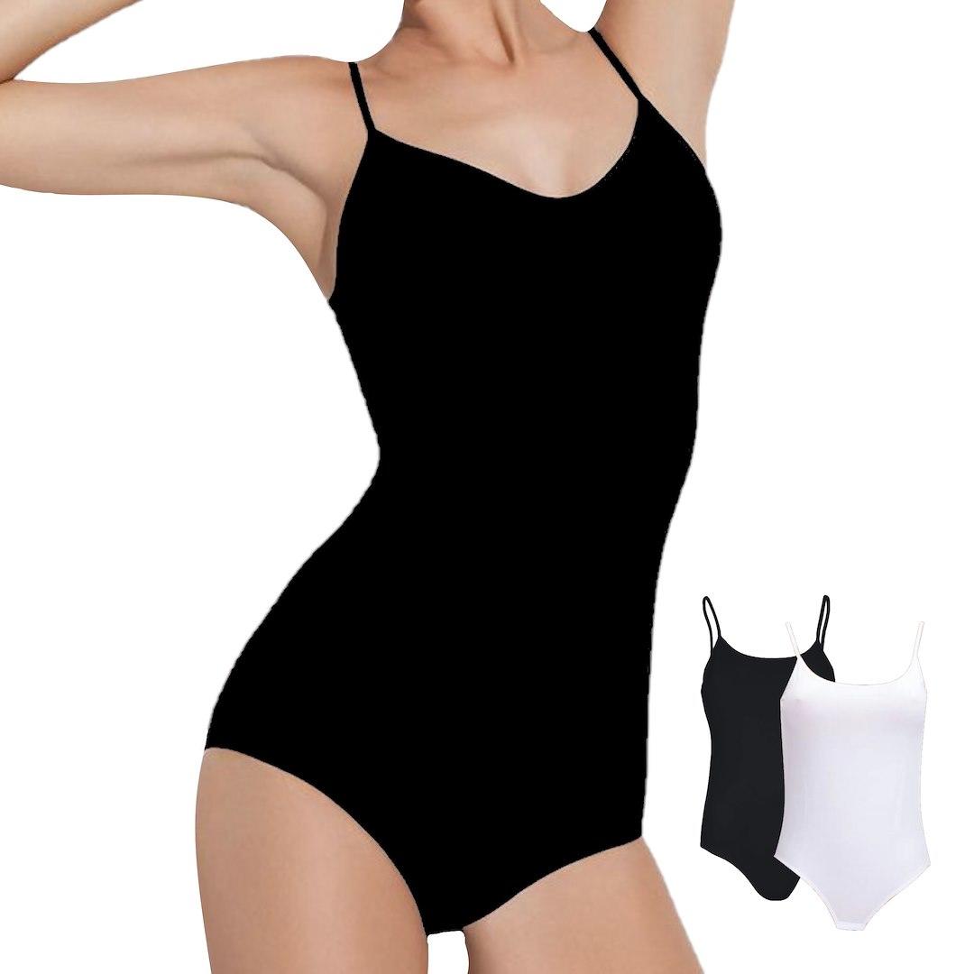 Body damskie gładkie na cienkich ramiączkach 710799