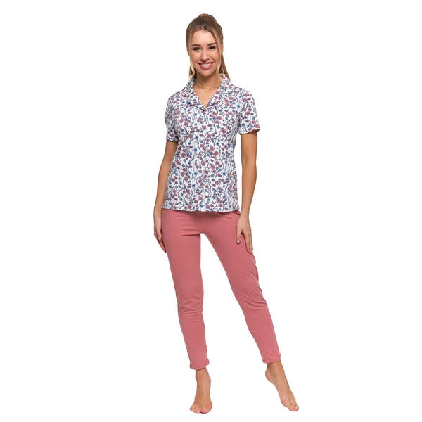 Piżama damska rozpinana krótki rękaw plus size pdd5400-006
