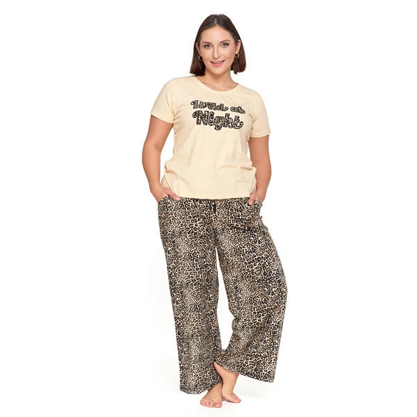 Damska piżama w panterkę z długimi spodniami plus size pdd4600-015 s/s 2025