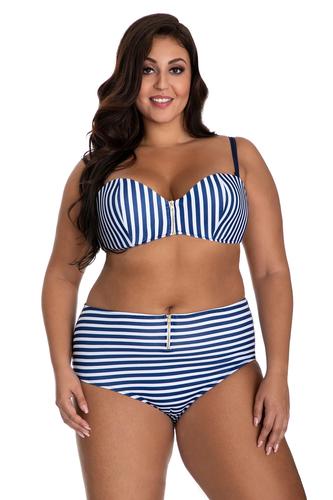 Dwuczęściowy kostium kąpielowy z suwakami bardotka i majtki z wysokim stanem 419
