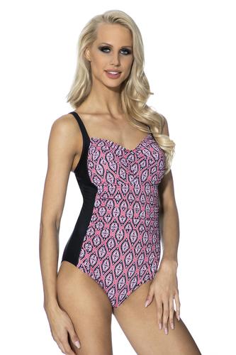 Jednoczęściowy wzorzysty kostium kąpielowy wyszczuplający z usztywnianymi miskami 508