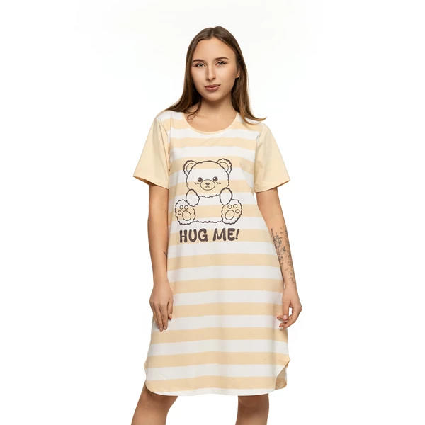 Koszula nocna damska ze wzorem misia pdk2600-009 s/s 2025