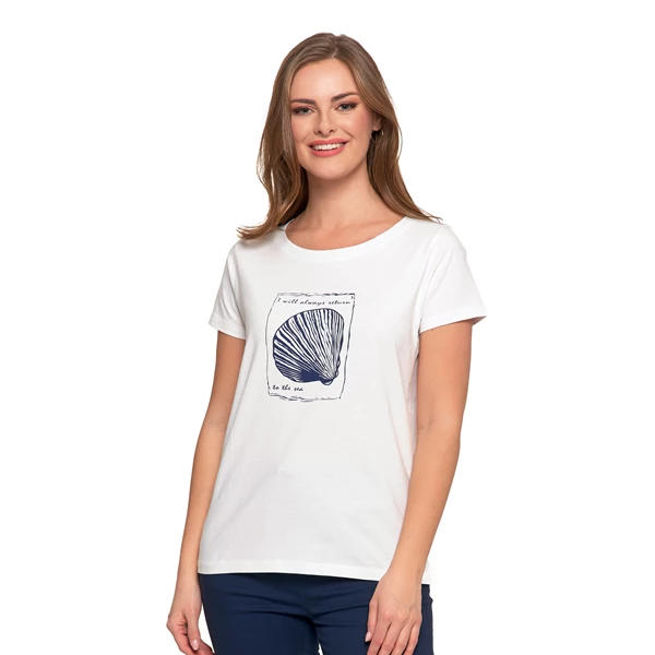 T-shirt damski bawełniany z morskim motywem bd1500-018